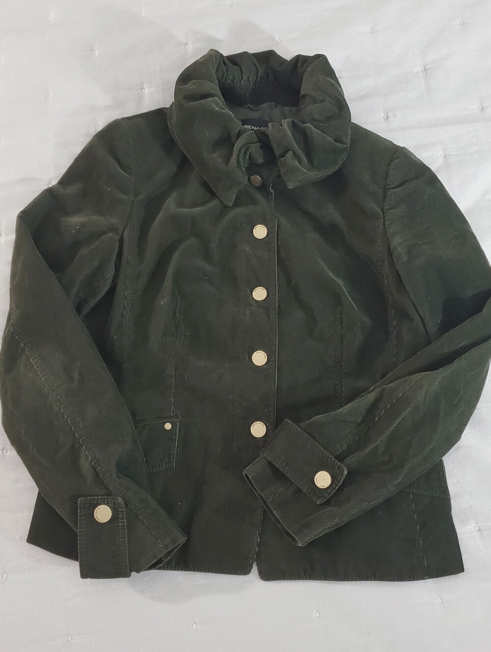 Rena Lange Women's Olive Green Corduroy Button Jacket - Picture 14 of 15